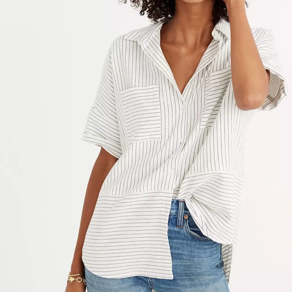 Flannel Courier Stripe Shirt - Madewell Size S